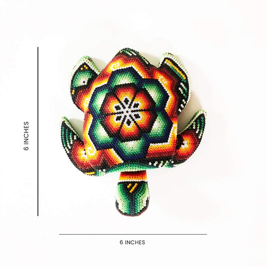 Handmade Huichol Turtle artwork .Mexican art