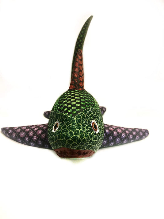Medium Size Alebrije Handmade Wooden Carving Mexican Alebrije, Signed by artisan and certificate of authenticity (Shark)
