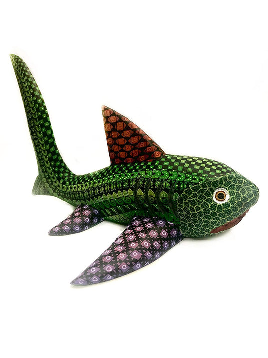 Medium Size Alebrije Handmade Wooden Carving Mexican Alebrije, Signed by artisan and certificate of authenticity (Shark)