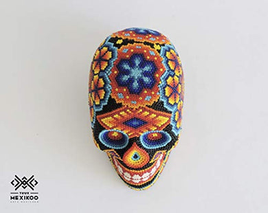 Cráneo huichol hecho a mano, materiales de arte mexicano, colores surtidos (multicolor)