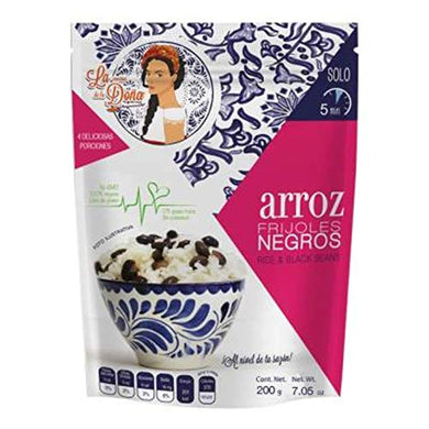 La Cocina de la Doña Arroz precocido grano largo y frijoles negros/ Caldo de pollo / arroz y frijoles pintos 