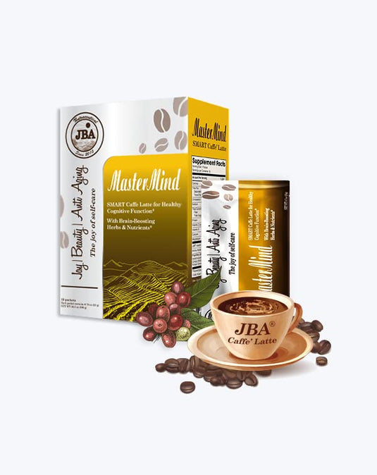 JBA Caffe Latte con colágeno, con hierbas y nutrientes que estimulan el cerebro, promueve la energía mental y la concentración, apoya la cognición y la memoria, fomenta un estado de ánimo tranquilo y positivo (Mastermind Smart Caffe Latte) 