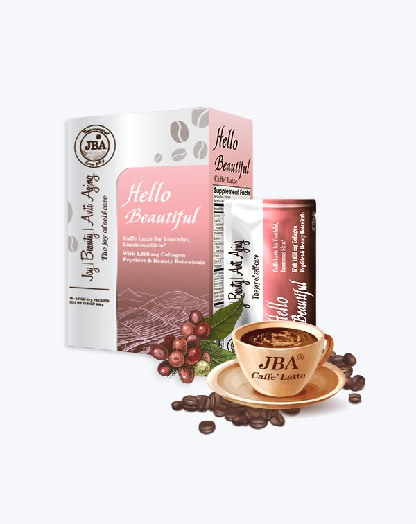 Cargue la imagen en el visor de la galería, JBA Caffe Latte con colágeno, para piel luminosa con 1000 mg de péptidos de colágeno y botánicos de belleza, mejora la hidratación y elasticidad de la piel, reduce la aparición de arrugas (Hello Beautiful Caffe Latte) 
