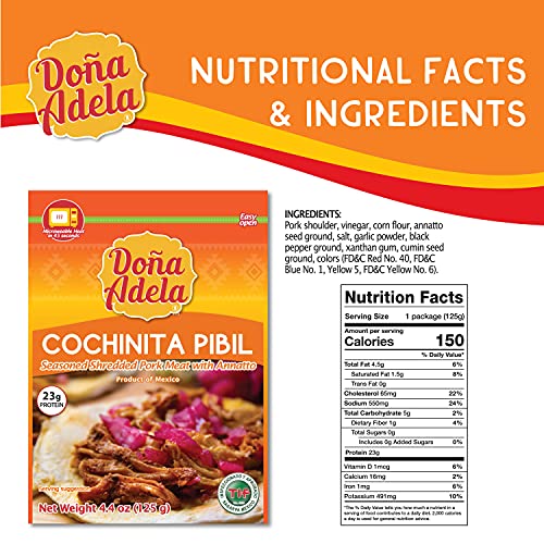 Doña Adela Paquete degustación de Cochinita Pibil y Chilorio, Paquete de 4, 2 de cada sabor, Listo para Comer, Comida Mexicana