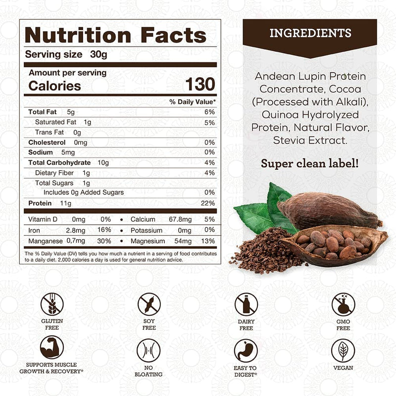 Cargue la imagen en el visor de la galería, Mezcla en polvo para batidos de proteínas superalimentos de AWA Nutrition | Sabor Natural Cacao Ecuatoriano | Sin gluten, soja y lácteos | Vegano | Fuente de minerales y carbohidratos inteligentes | Elaborado con superalimentos ancestrales 
