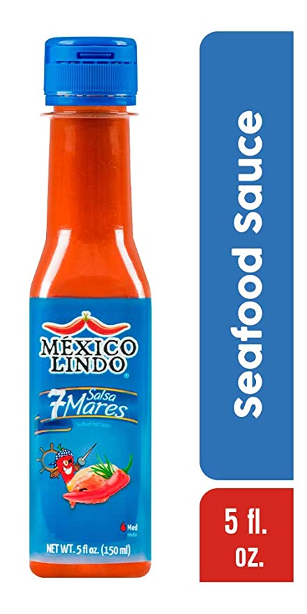 Salsa Picante México Lindo 7 Mares | Perfecto para pescados y mariscos | 10.800 Nivel Scoville | Sabor picante | Botella de 5 onzas líquidas 