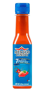 Salsa Picante México Lindo 7 Mares | Perfecto para pescados y mariscos | 10.800 Nivel Scoville | Sabor picante | Botella de 5 onzas líquidas 