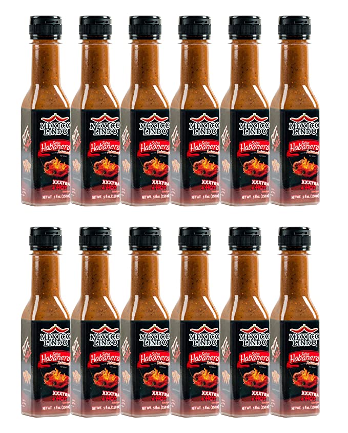 Cargue la imagen en el visor de la galería, México Lindo Habanero Salsa Picante Xxxtra Hot | 83.200 Nivel Scoville | Mezcla de Habanero, Tatemados y Especias | Perfecto para quesadillas, sopas y nachos | Botellas de 5 onzas líquidas 
