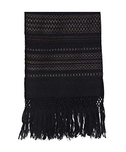 Tuux Mexikoo Handmade Black and Multicolored Pashmina made by Mexicans craftsmen