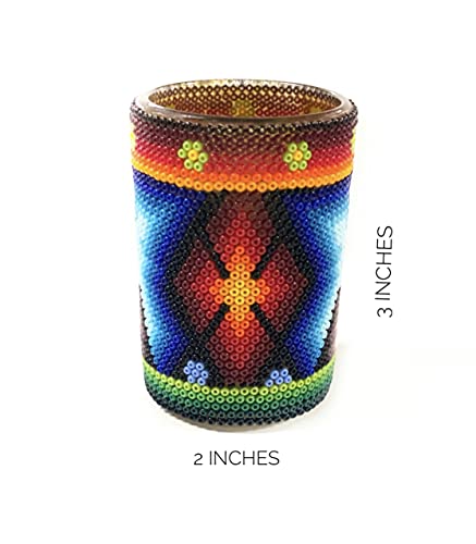 Multicolor Handmade Tequila - Mezcal Shot, Huichol Art.