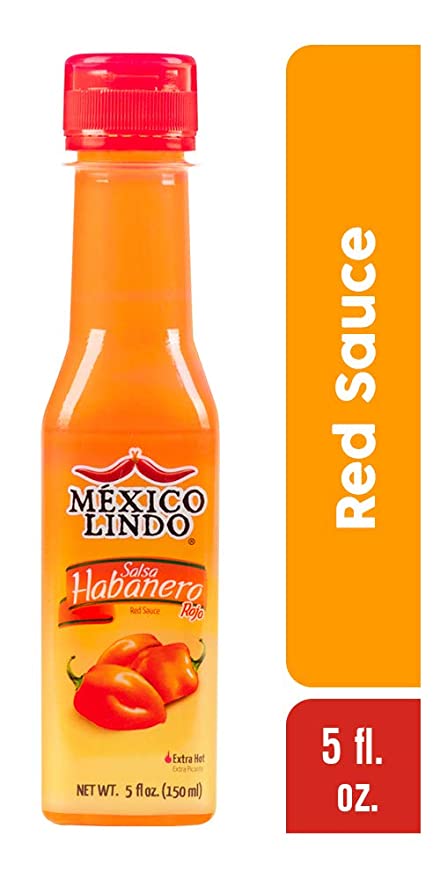 Cargue la imagen en el visor de la galería, Salsa Picante México Lindo Habanero Rojo | Chile Habanero rojo real | 78.200 Nivel Scoville | Disfrute con comida mexicana, mariscos y pastas | Botellas de 5 onzas líquidas 
