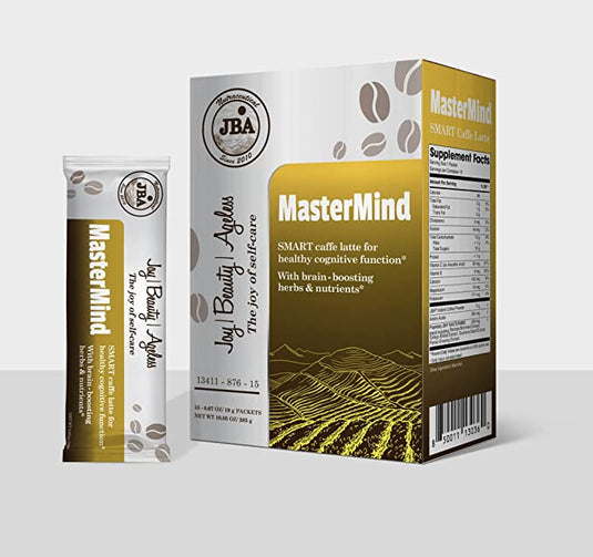 JBA Caffe Latte con colágeno, con hierbas y nutrientes que estimulan el cerebro, promueve la energía mental y la concentración, apoya la cognición y la memoria, fomenta un estado de ánimo tranquilo y positivo (Mastermind Smart Caffe Latte) 