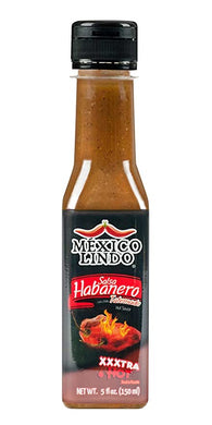 México Lindo Habanero Salsa Picante Xxxtra Hot | 83.200 Nivel Scoville | Mezcla de Habanero, Tatemados y Especias | Perfecto para quesadillas, sopas y nachos | Botellas de 5 onzas líquidas 