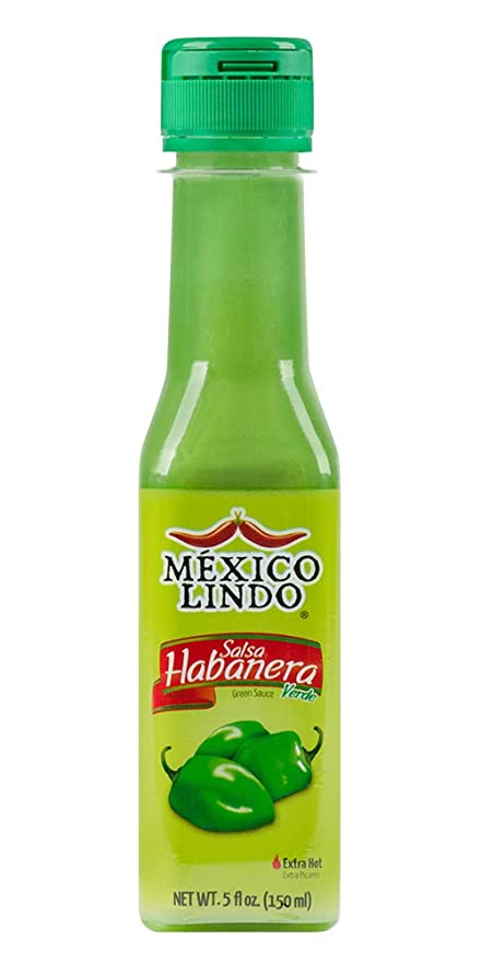 Mexico Lindo Green Habanero Hot Sauce | Real Green Habanero Chili Pepper | Enjoy with Mexican Food, Seafood & Pasta | 5 Fl Oz Bottles