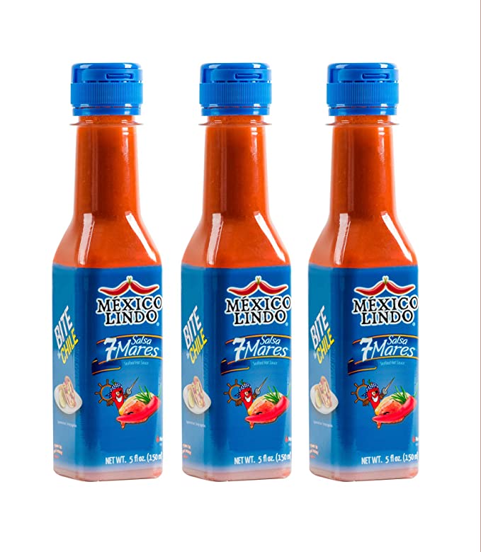 Load image into Gallery viewer, Mexico Lindo 7 Mares Hot Sauce | Perfect for Fish &amp; Seafood | 10,800 Scoville Level | Spicy Flavor | 5 Fl Oz Bottle
