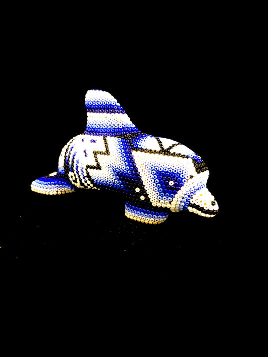 Dolphin - Handmade Huichol Animals Beaded Original Mexican Art