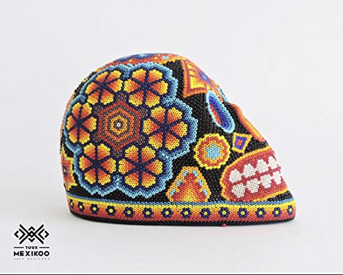 Cráneo huichol hecho a mano, materiales de arte mexicano, colores surtidos (multicolor)