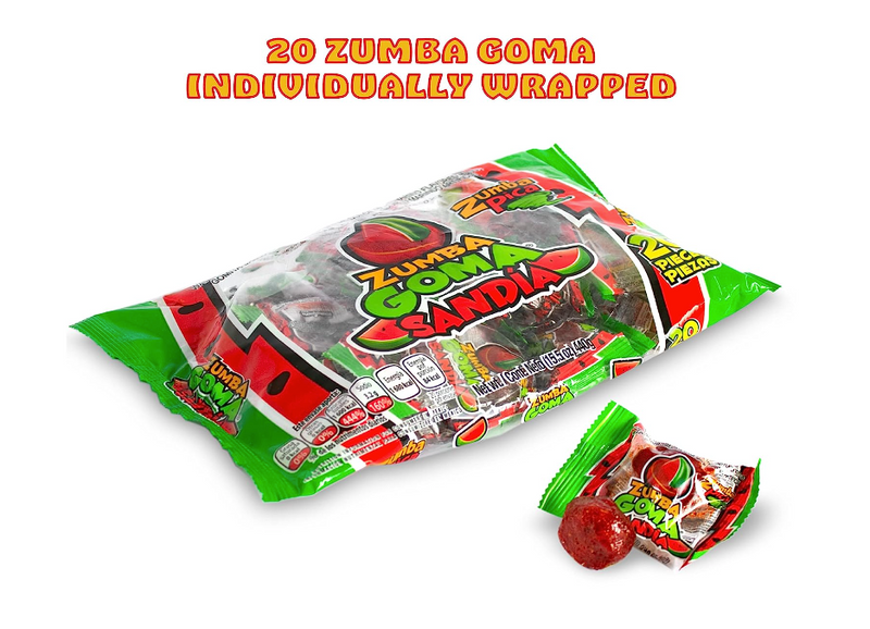 Cargue la imagen en el visor de la galería, Gomita Zumbapica Zumba Goma Sandia Cubierta con Caramelo de Tamarindo (Bolsa de 20 unidades).
