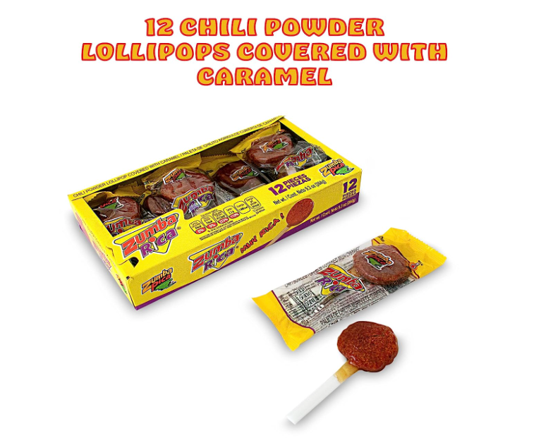 Load image into Gallery viewer, Zumbapica Zumba Rica Chilito Chili Powder Lollipop 12pcs - Lollipops with Chili Powder Cover with Caramel.
